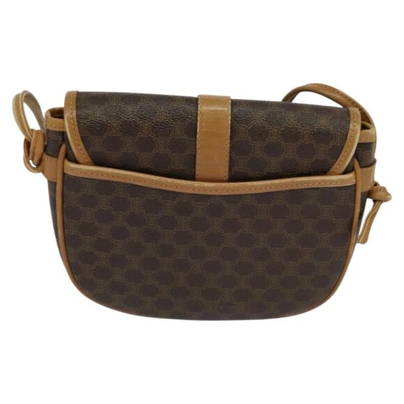 CELINE Macadam Canvas Shoulder Bag PVC Leather Brown Gold Auth sw330 - Picture 4 of 16